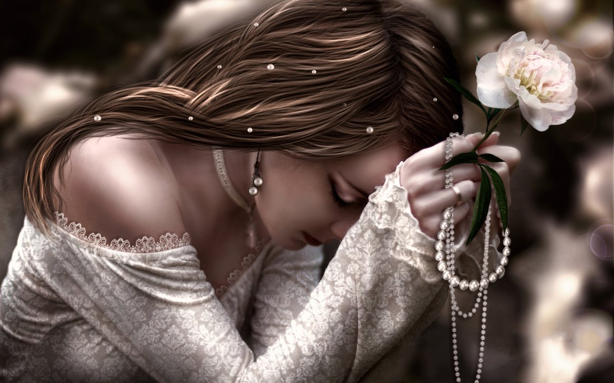 Girl With Flower Art