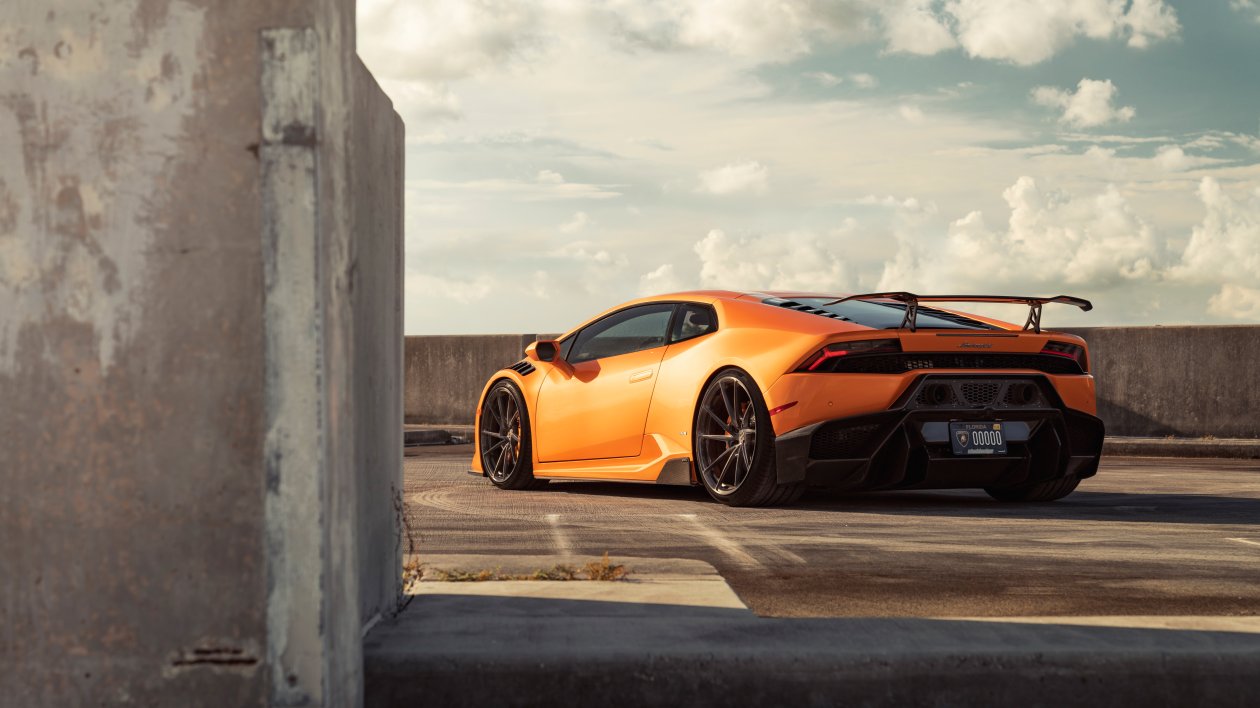 Orange Lamborghini Huracan Rear 8k