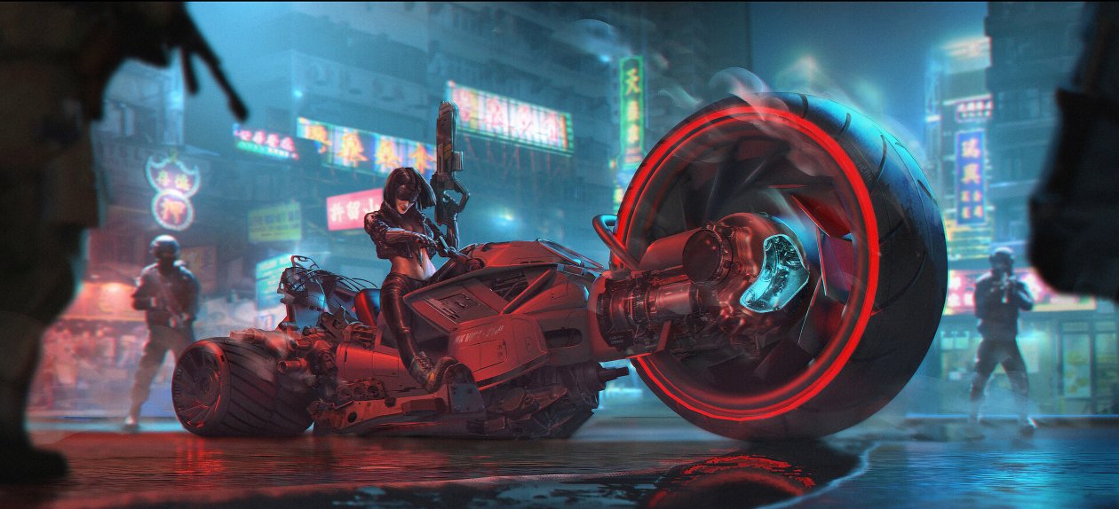 Big Tire Cyberpunk Bike Rider Girl