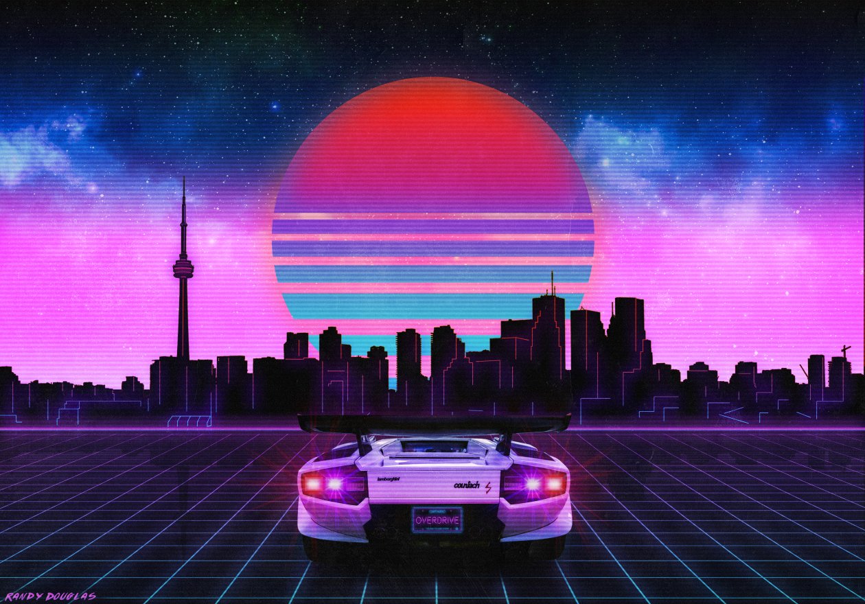Retro Wave Lamborghini Neon City 5k