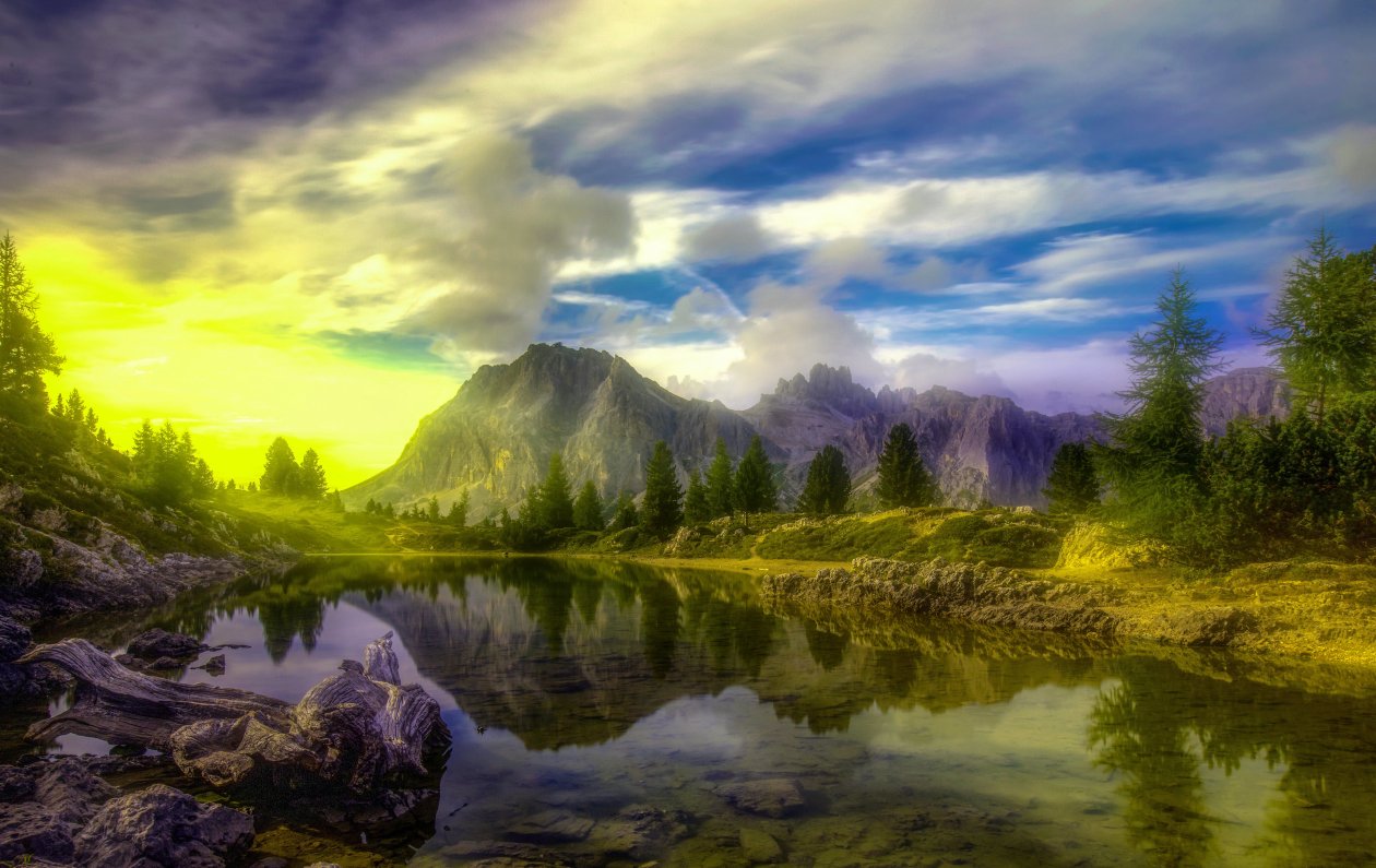 Lake Dolomites Trees Alps 5k