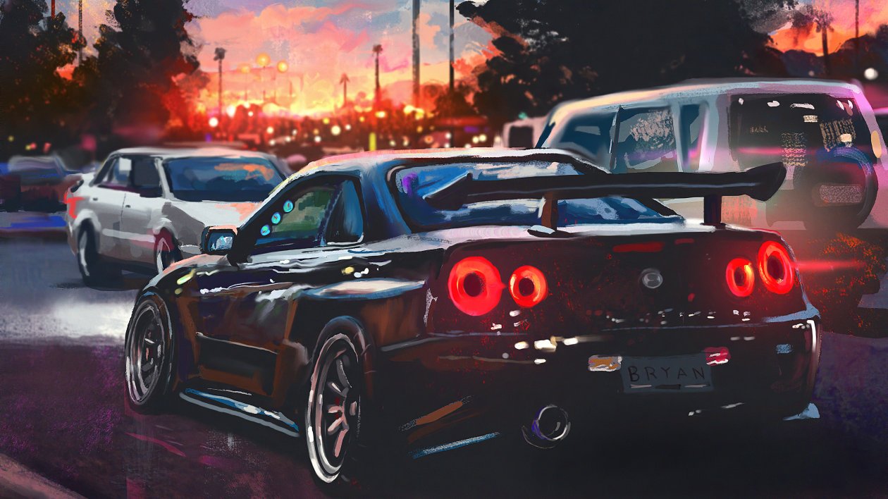 Nissan Skyline Painting Art 4k