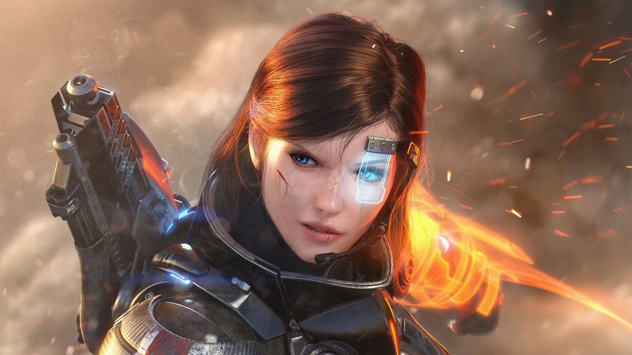 Warrior Girl Scifi In War 4k