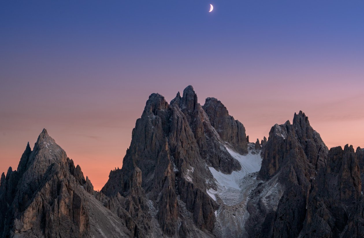 Sunset And Moonrise In The Italian Dolomites