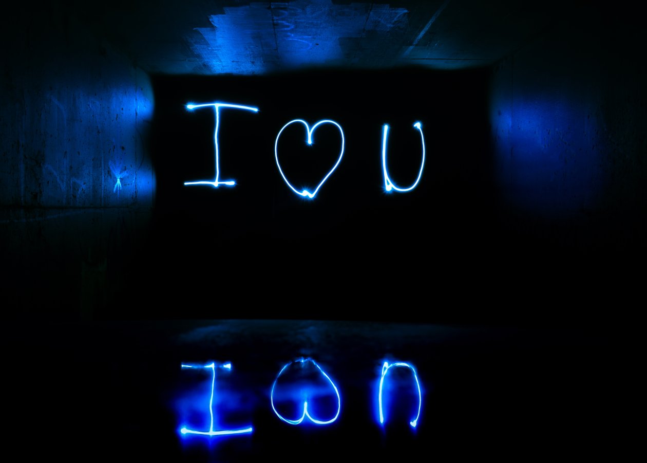 I Love You Light Streaks Long Exposure