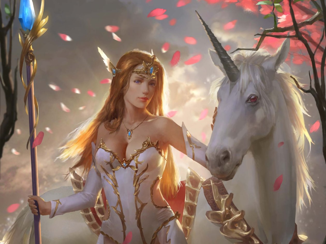 Fantasy Women With Unicorn