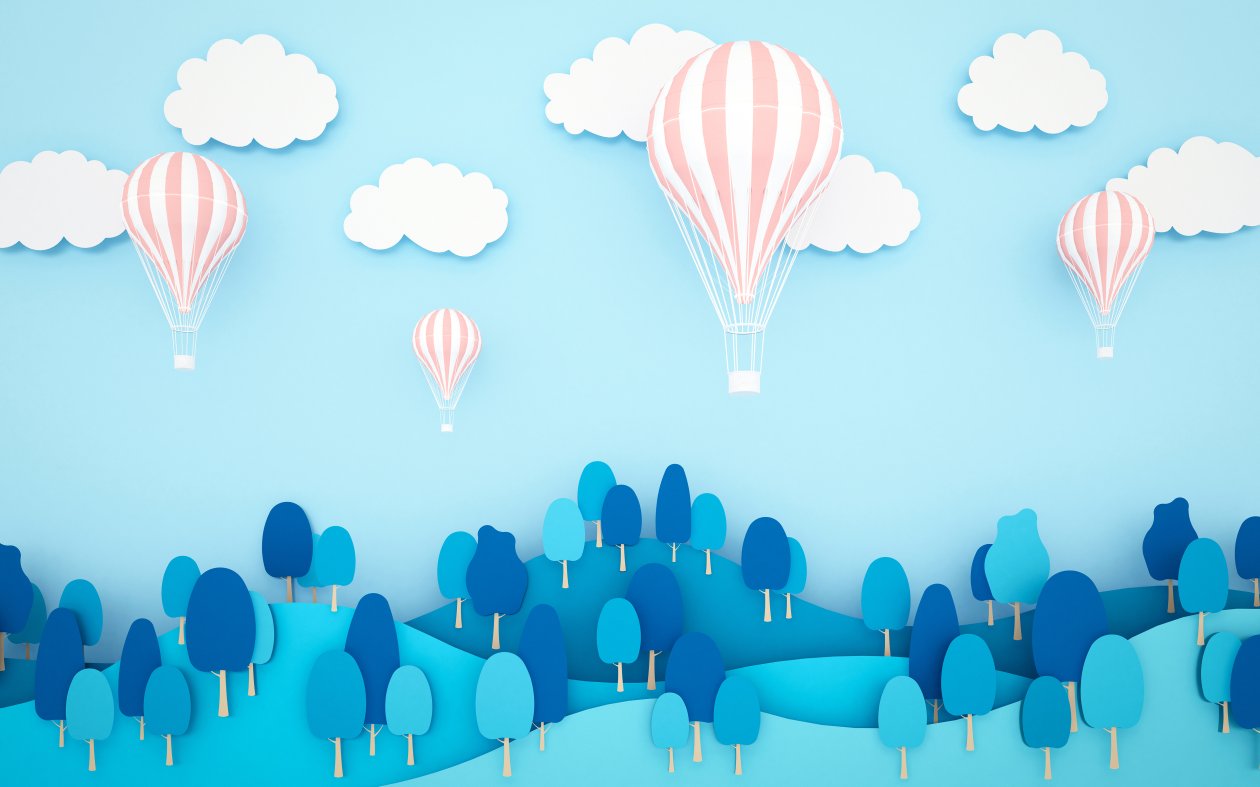 Air Ballons Minimal Landscape 5k