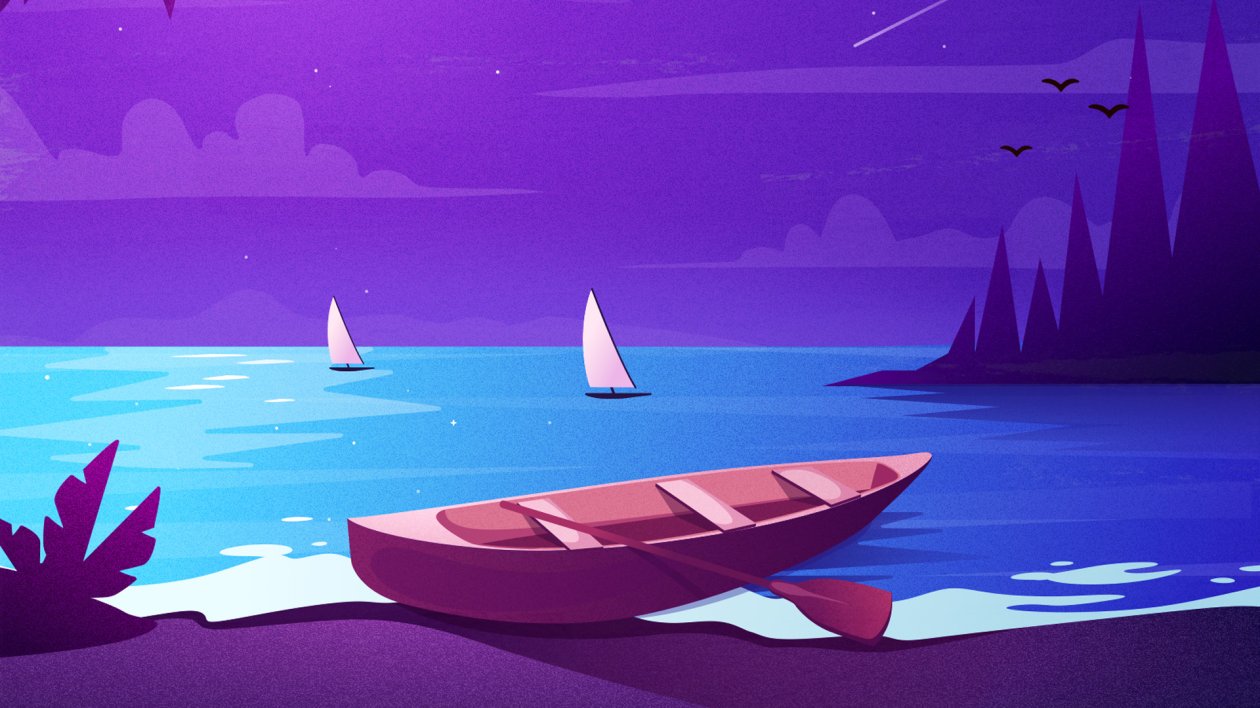 Boat Night Scenery Minimalist