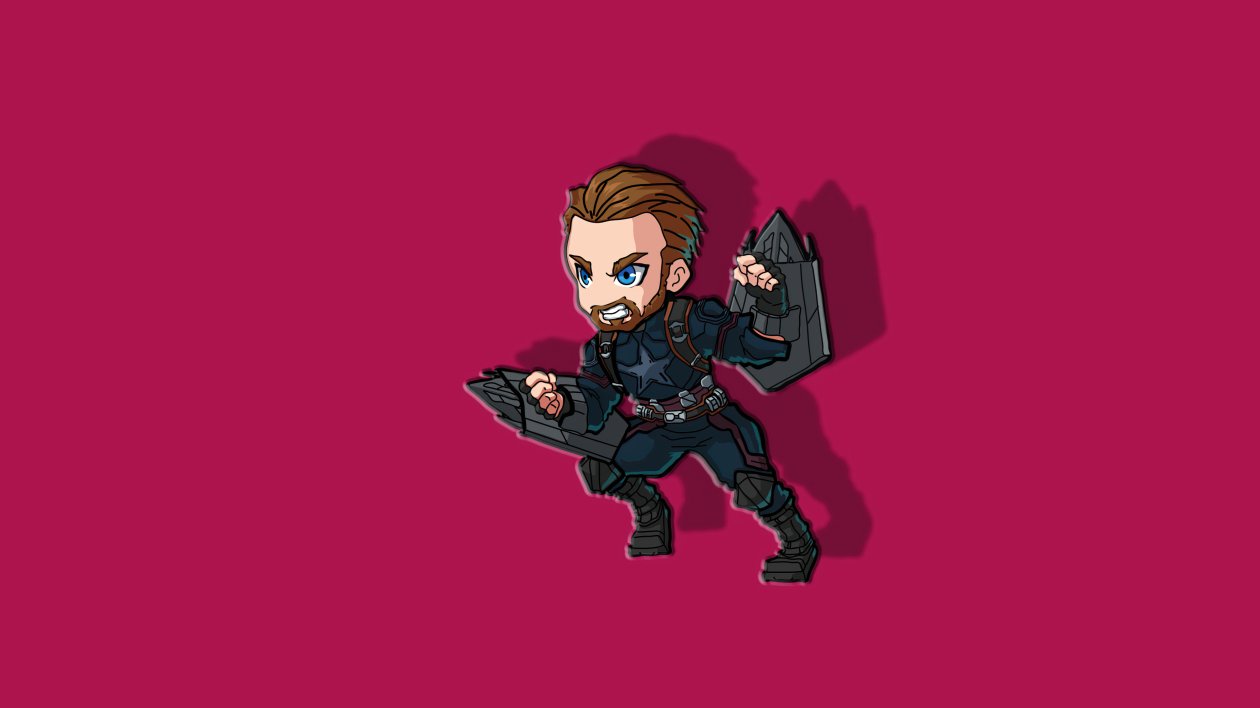Captain America Chibbi Minimal 4k