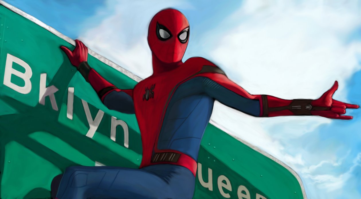 Spider Man Homecoming On Sign Board Artwork