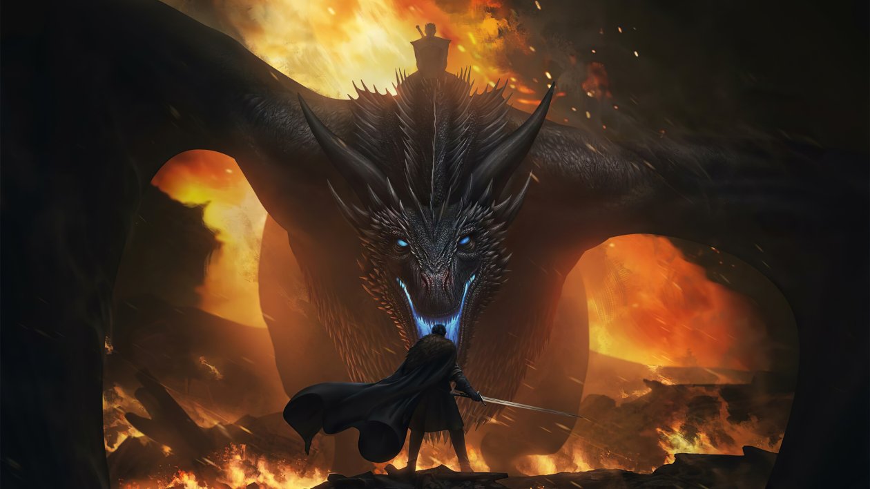 Night King Dragon Vs Jon Snow 4k
