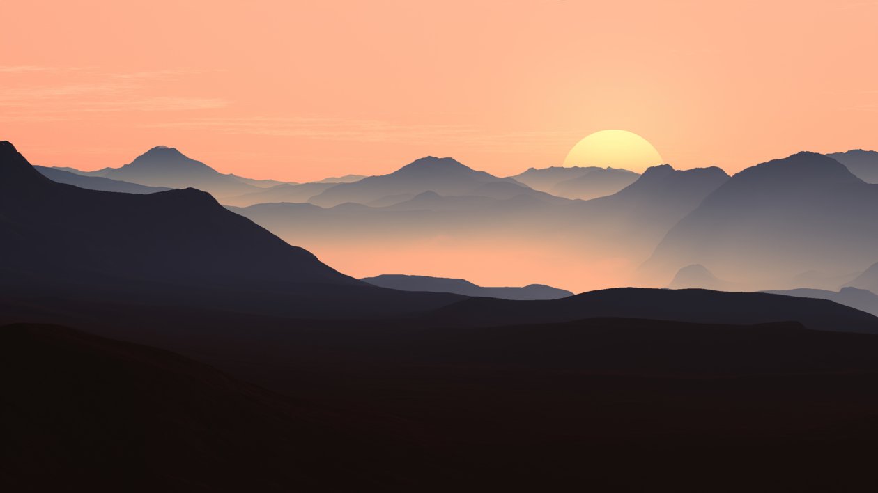 Mountains Landscape Sunset 5k
