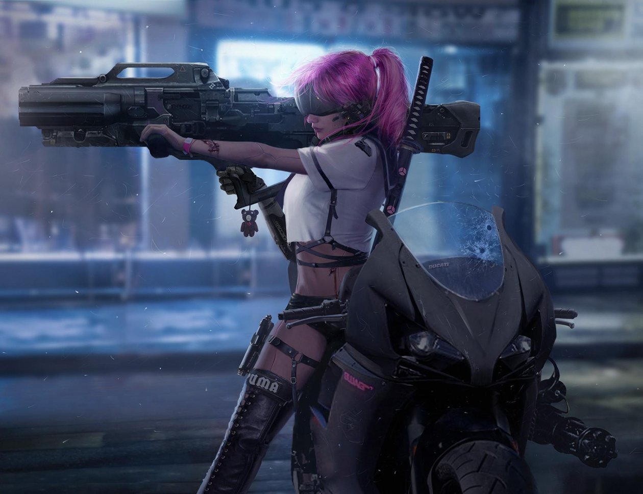 Cyberpunk Biker Girl