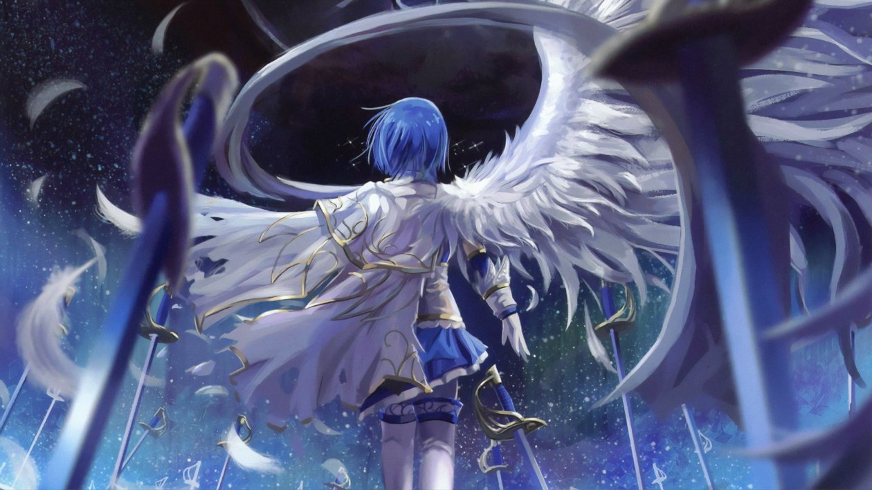 Mahou Shoujo Madoka Magica Blue Hair Anime 4k