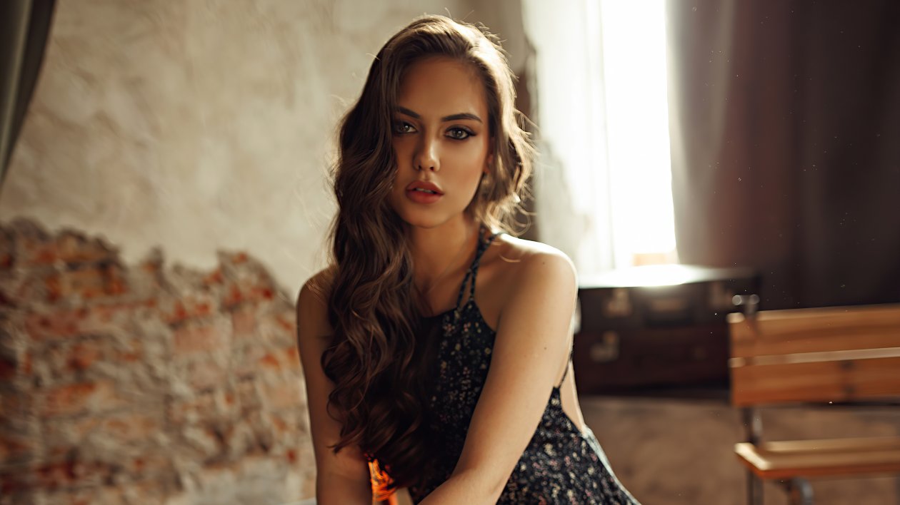 Girl Chair Sitting Looking At Viewer 4k