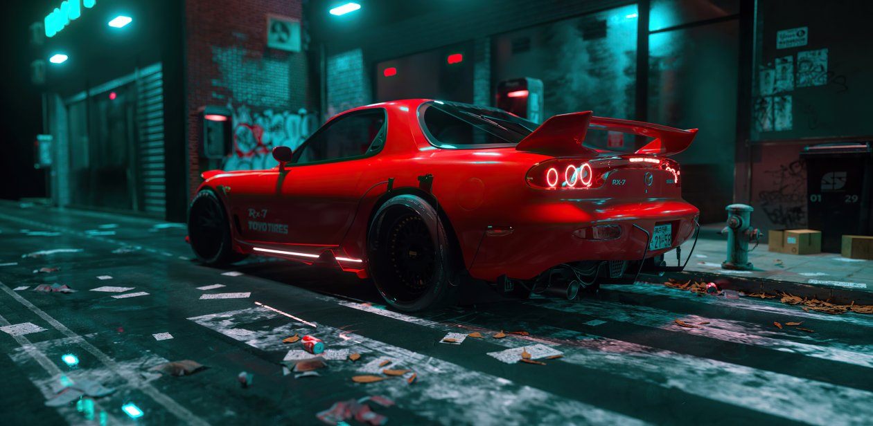 Mazda Rx7 Red Cgi Art 4k