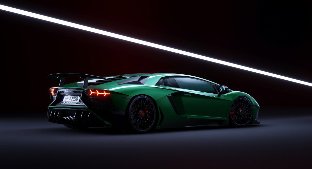 Green Lamborghini Aventador Cgi