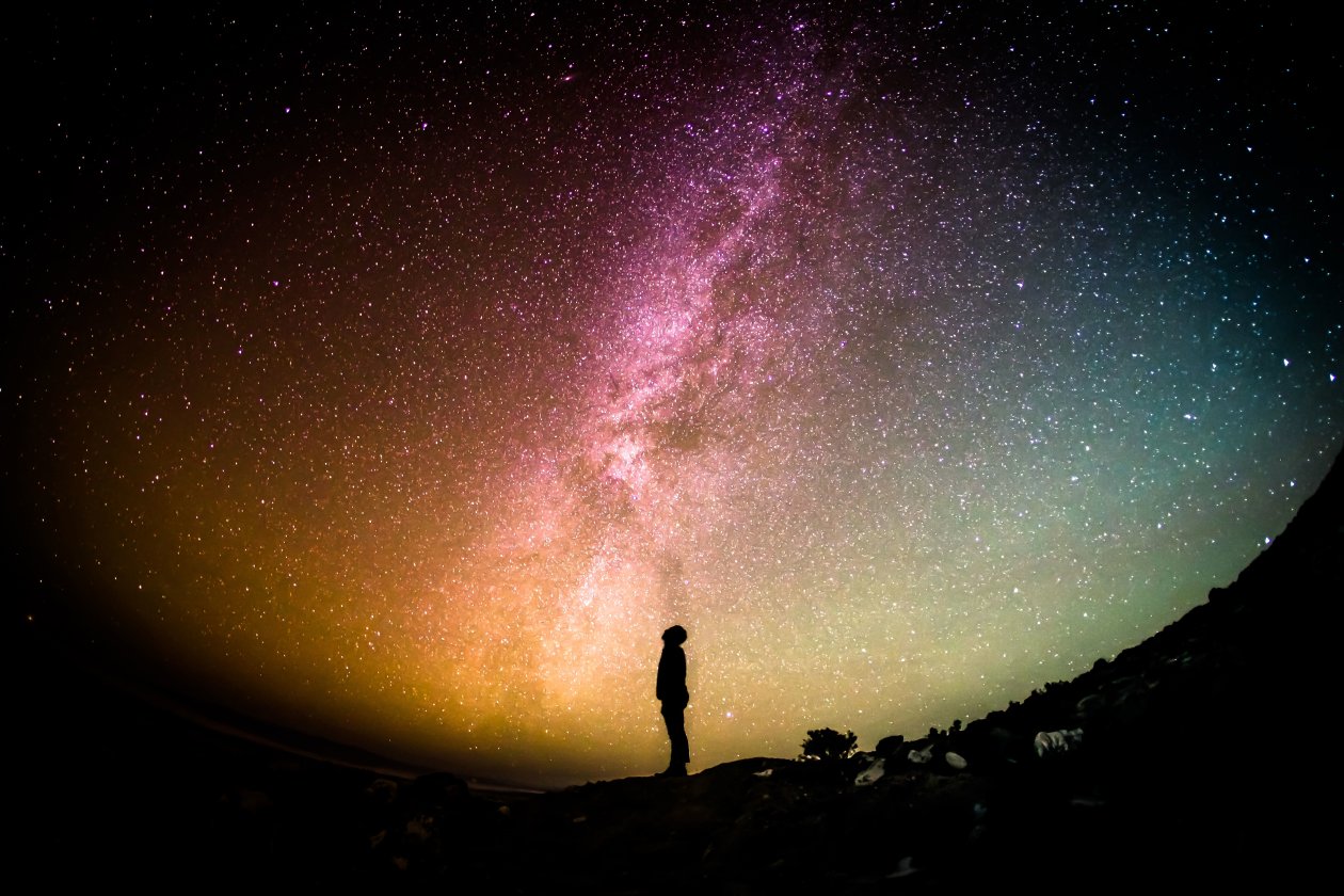 Man Looking At Galaxy Sky 5k