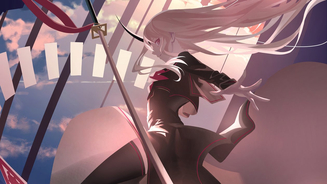 Anime Girl School Uniform Weapons 4k