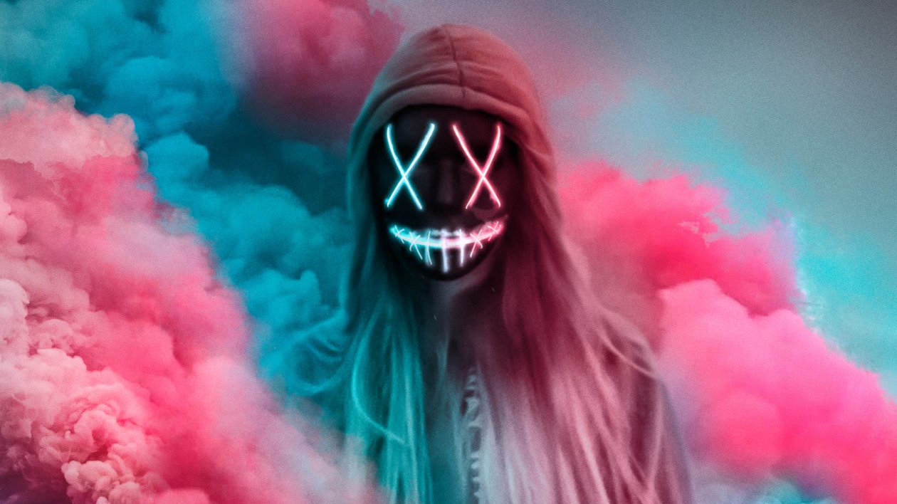 Neon Mask Girl Colorful Gas