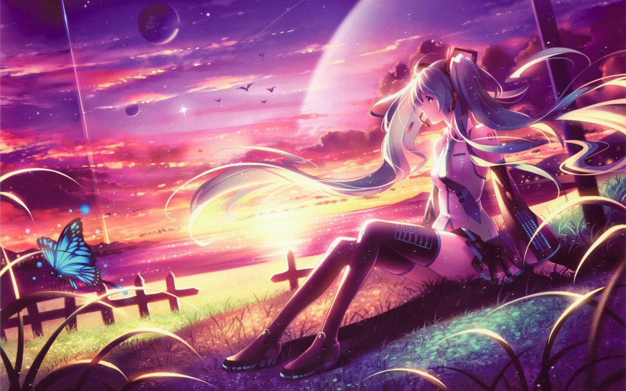 Miku Anime Girl Dreamy Fantasy Colorful Artwork