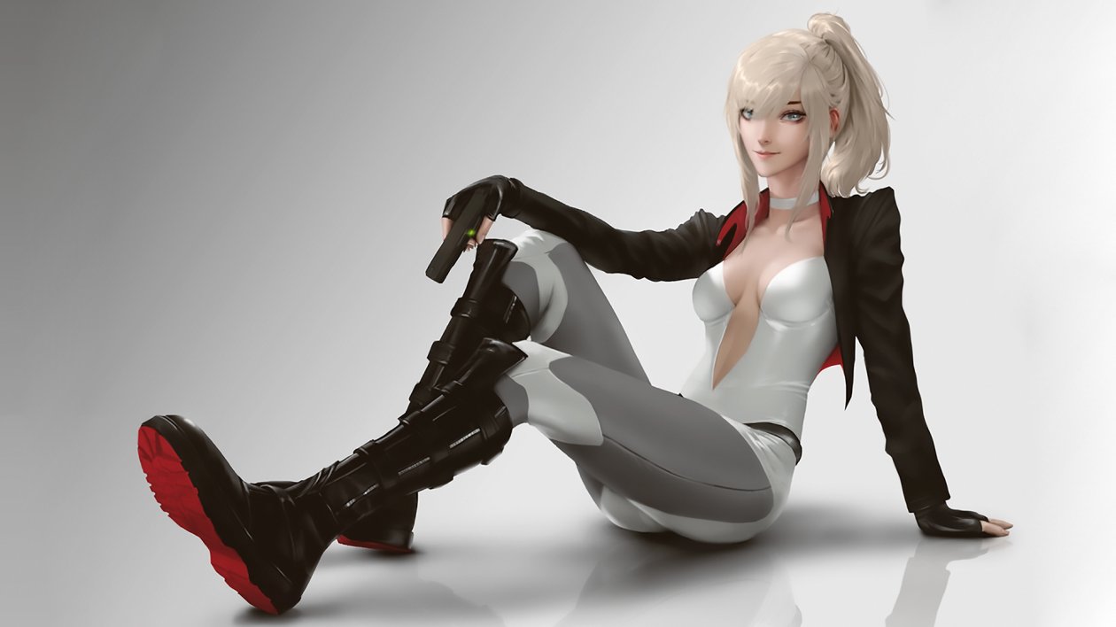 Blonde Beautiful Girl With Pistol Artwork