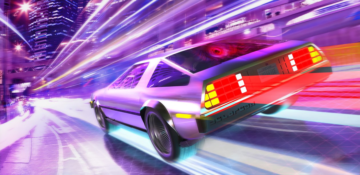 Synthwave Mid Night Run Delorean 4k