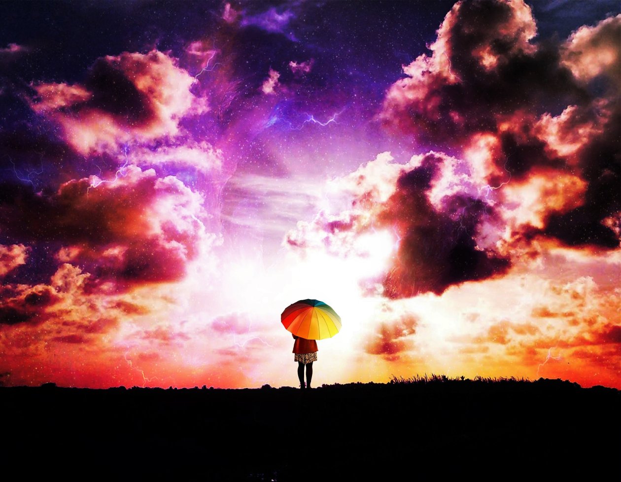 Anime Girl With Umbrella 4k