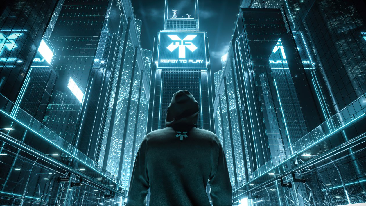 Hood Boy Skyscraper Neon Lights 4k