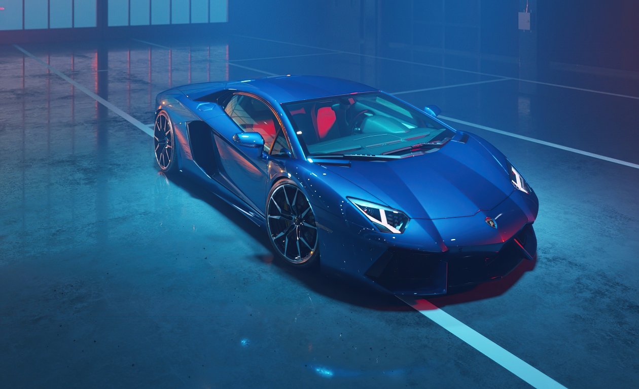 Blue Lamborghini Aventador Dione Forged Cgi 4k
