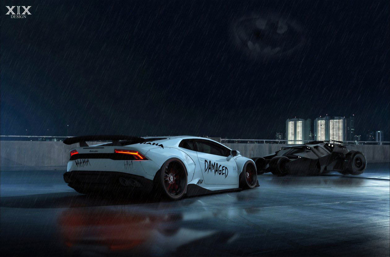 Joker Lamborghini And Batmobile