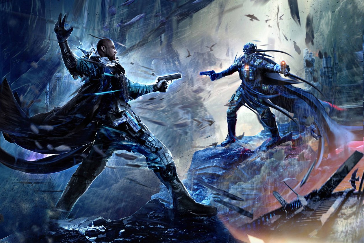 Dynamic Action Motion Man Attack On Robot Artwork