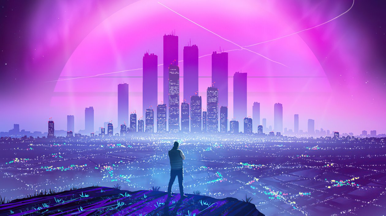 Black Lights Of City Synthwave 5k