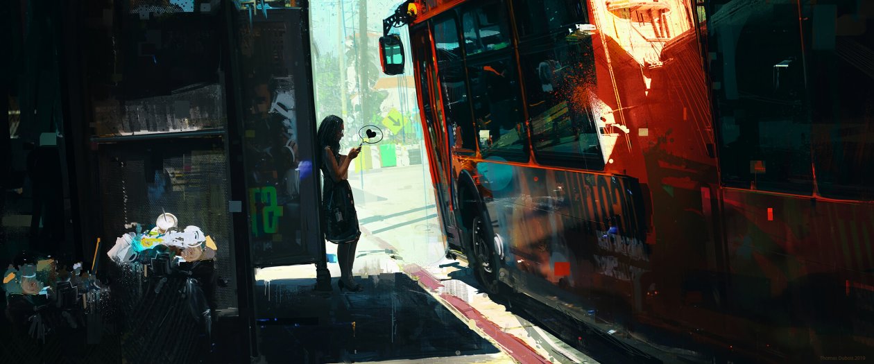 Girl Texting On Bus Side 4k
