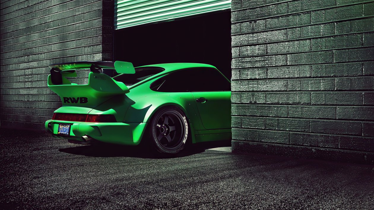 Green Porsche Rwb 4k