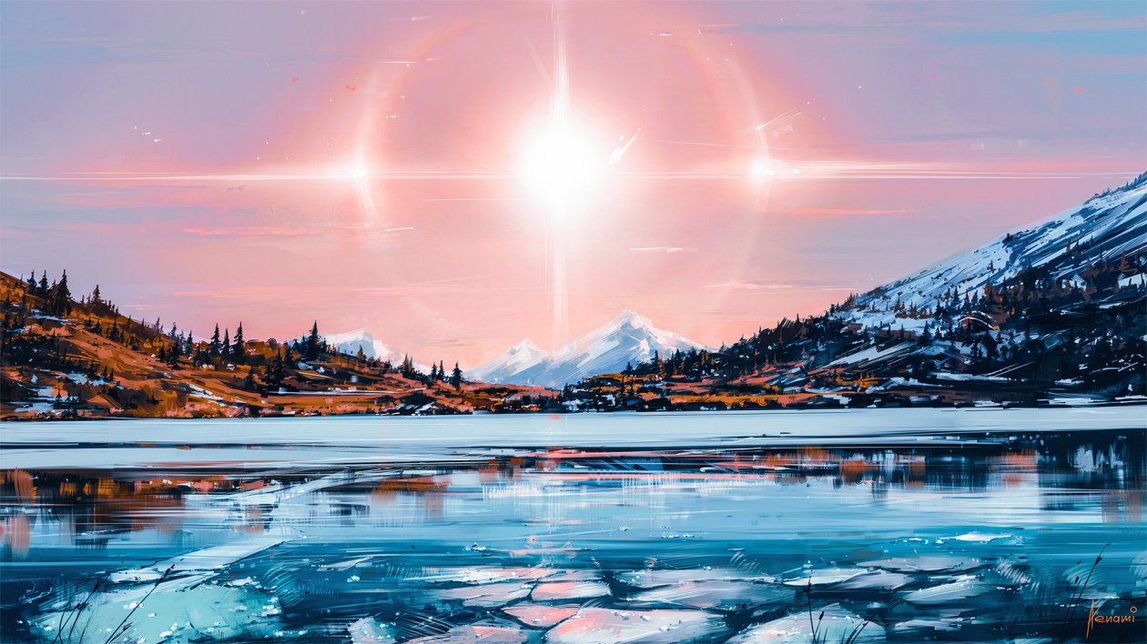 Lake Landscape Sunshine Artwork
