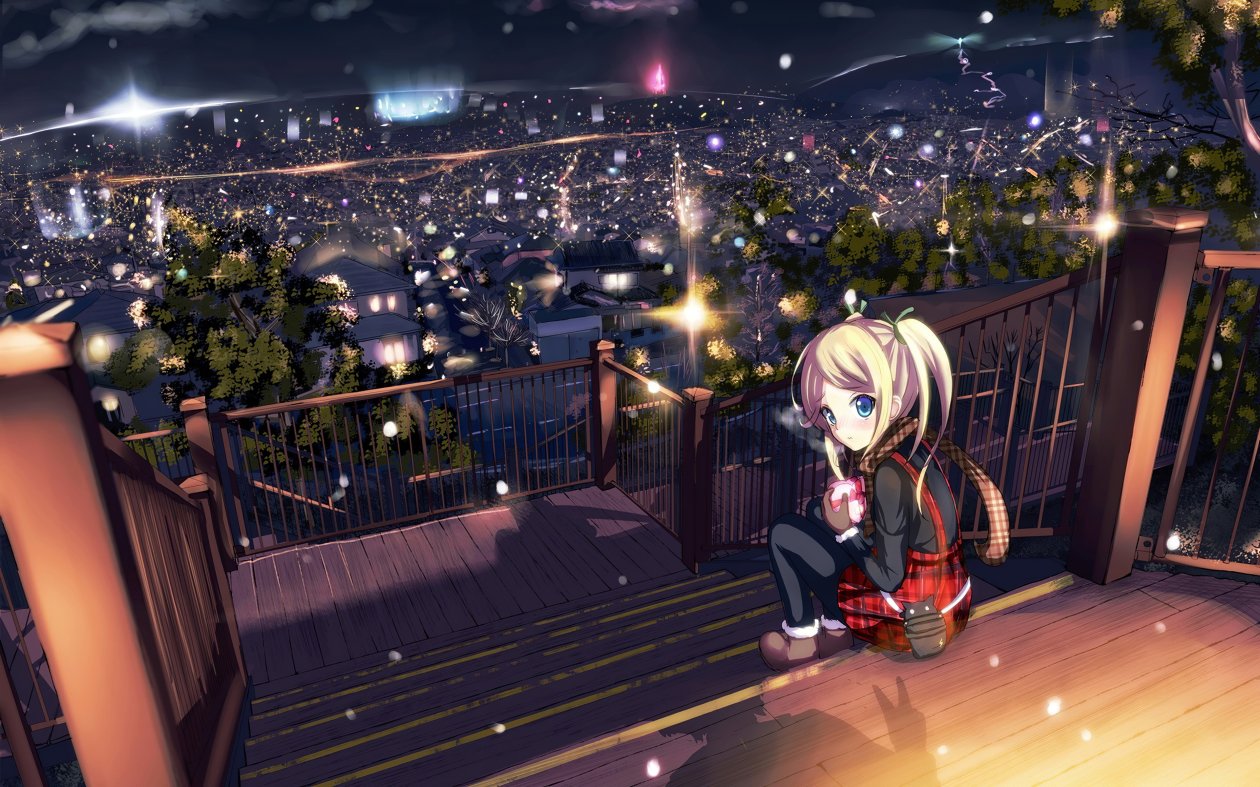 Sitting On Stairs Anime Girl 4k