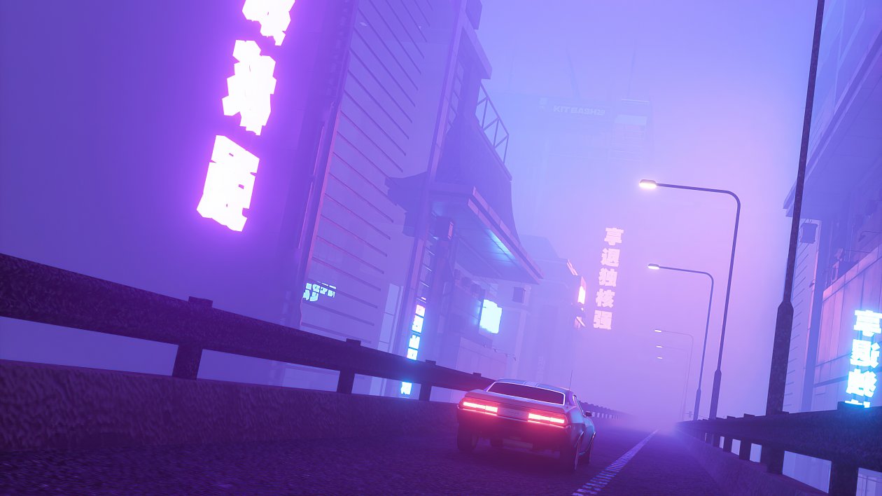 Car In Neon City 4k