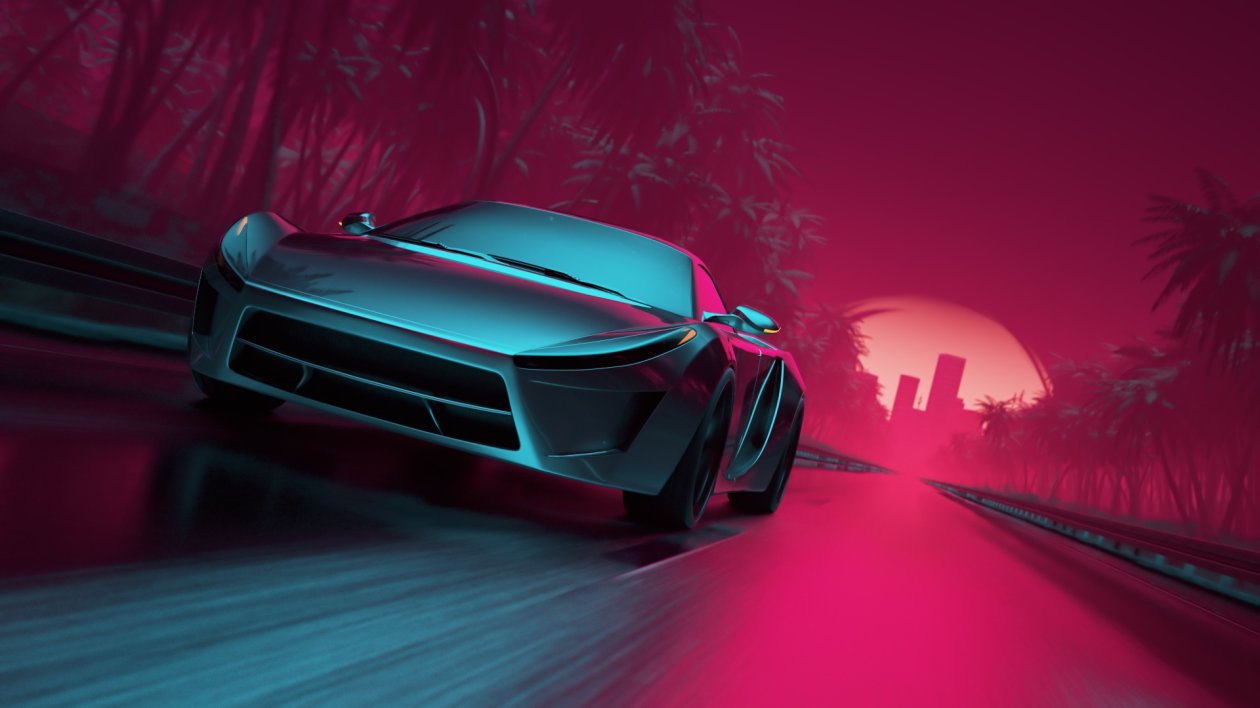Neon Synthwave Sport Car