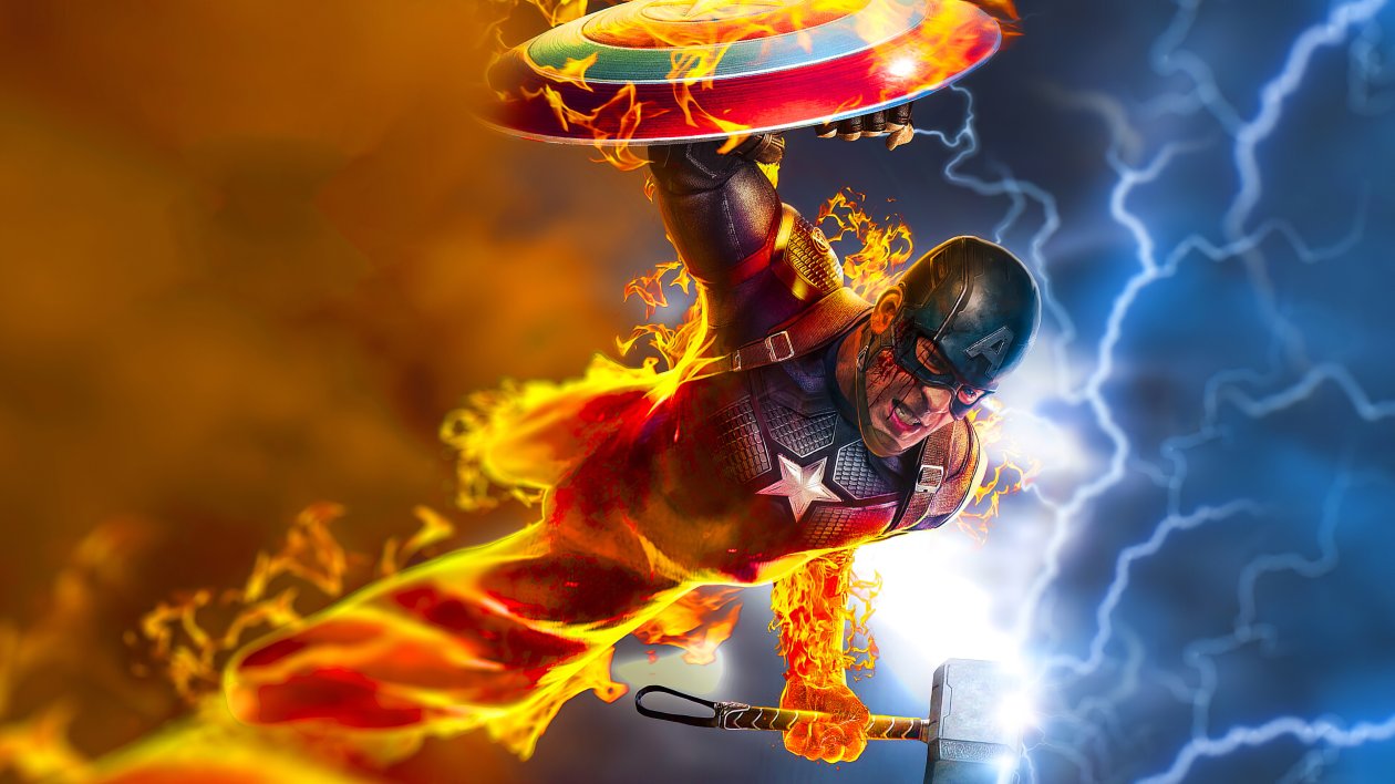Captain America 4k Burning Hammer