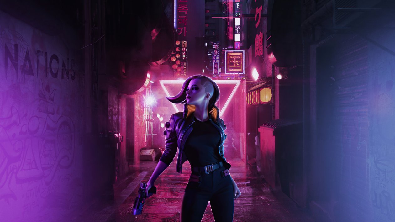 Cyberpunk Girl On Streets 4k