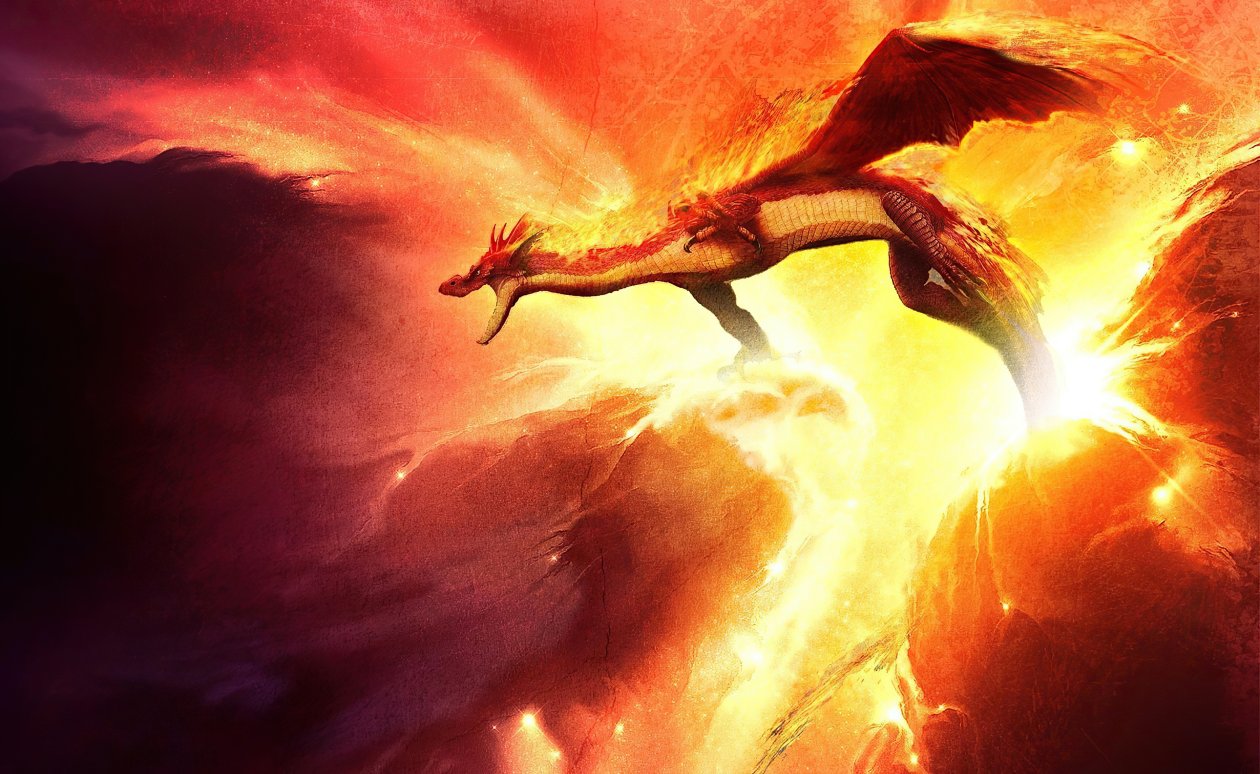 Dragon Throwing Flame Art 4k