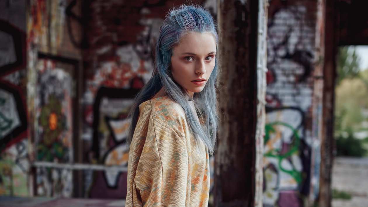 Colorful Hair Girl Nose Pierced