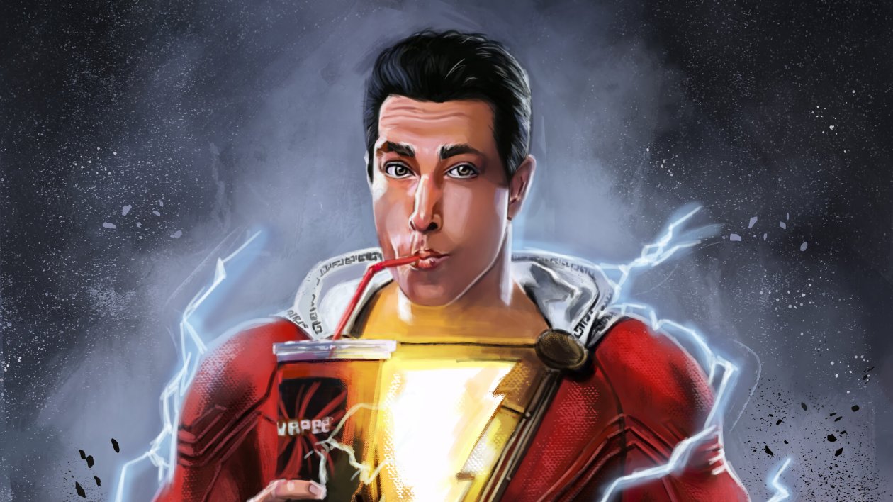 Shazam Drinking Coke