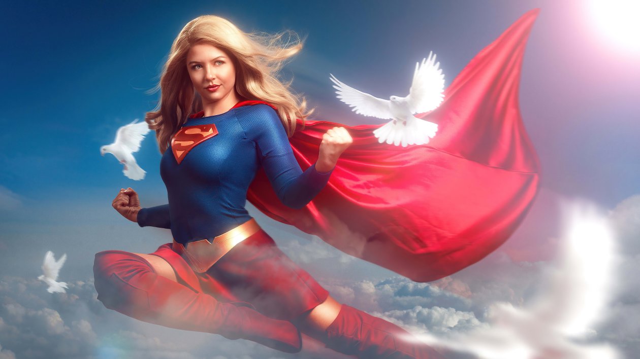 Supergirl And Doves 8k