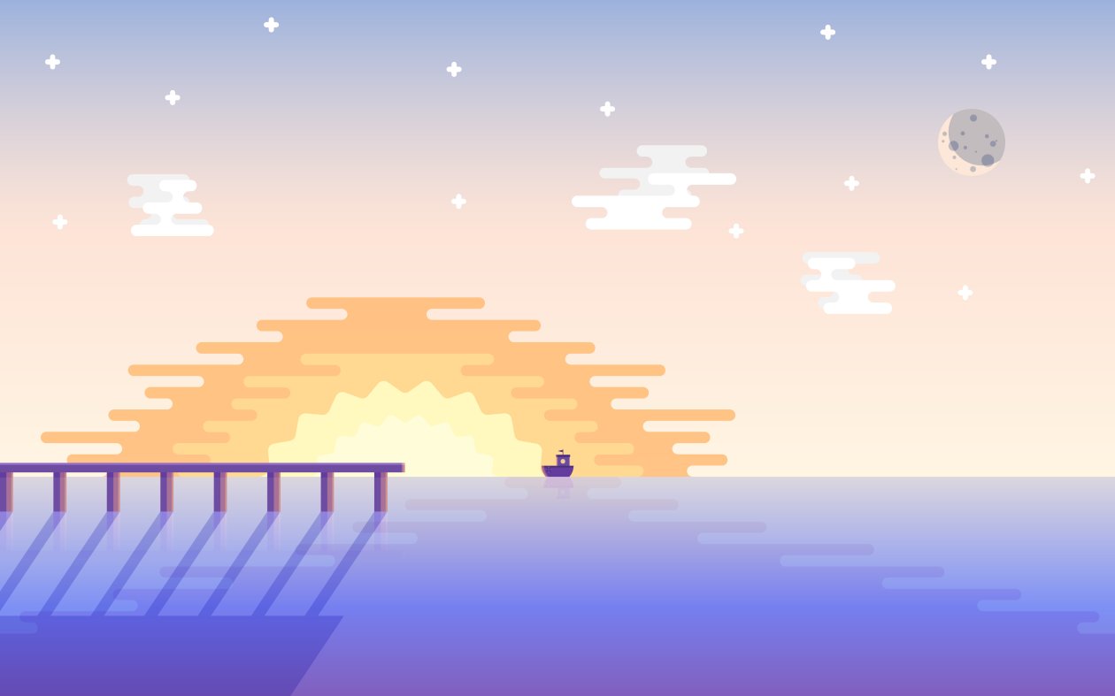 Sunset Boat Minimal 4k