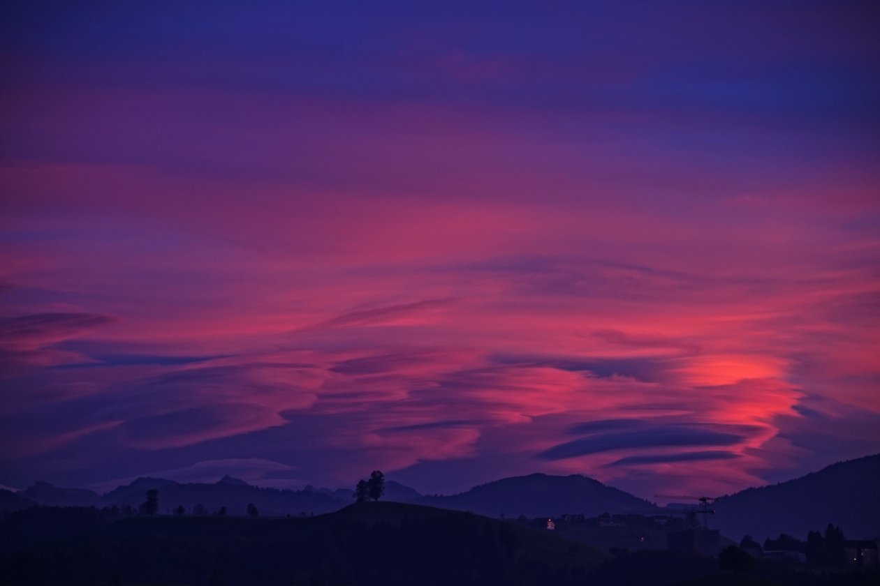 Silhouette Beautiful Clouds Photo Pink 4k