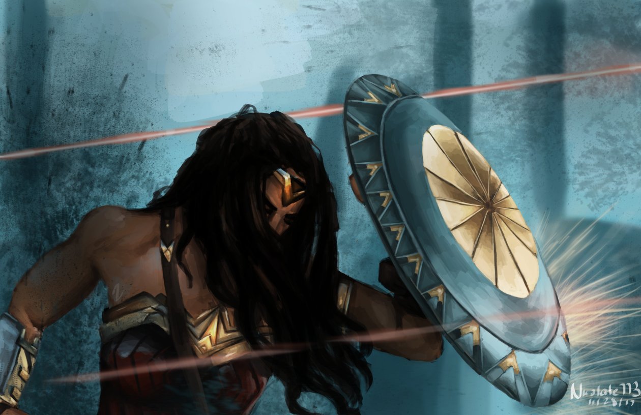 Wonder Woman Defend Herself With Shield