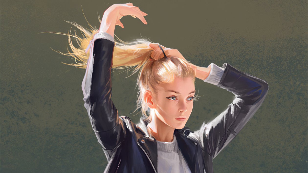 Girl Putting Hair Up With Band