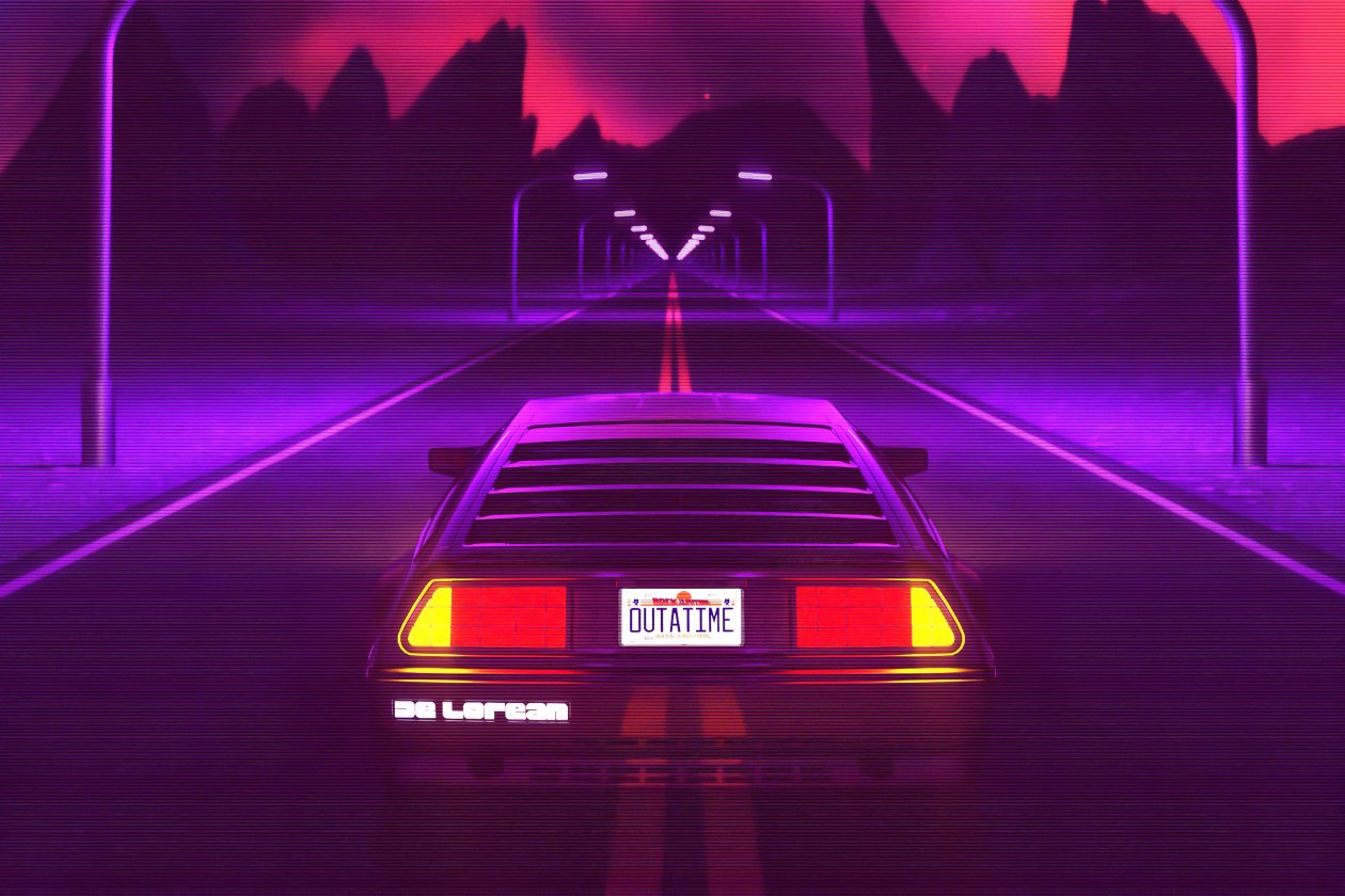 Delorean Synthwave 4k